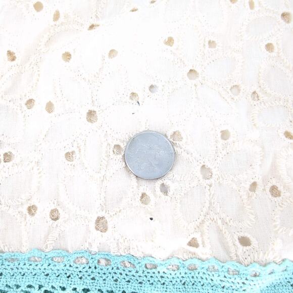Gypsy Queen Paris Collection Beige & Turquoise Eyelet Halter Top - Size M/L -NWT - Picture 8 of 16